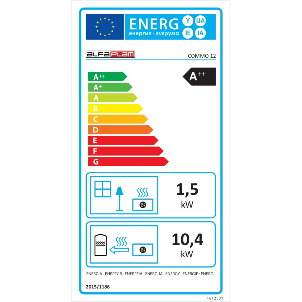 Hidroestufa de pellets Alfa Plam Commo 12 Negro, 12kW | Hidroestufas de pellets | Estufas de pellets |