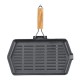 Sartén grill de hierro fundido con mango de madera plegable, 35x21 cm |  |  |
