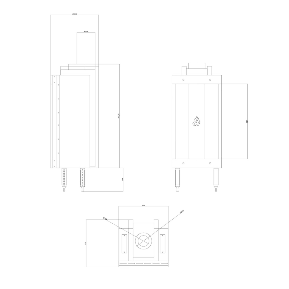 Chimenea de gas Velmora Fire GAS STANDING STRAIGHT, 3.9kW - 6.0kW | Chimeneas de gas |  |