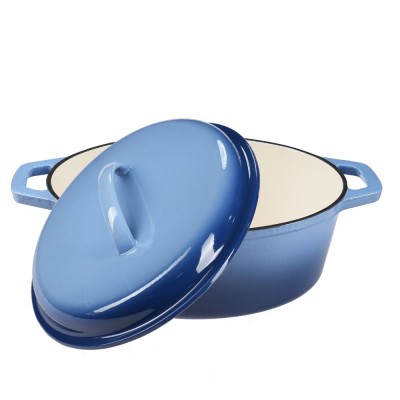 Olla de hierro fundido esmaltado, Azul, oval, 33x27см - Comparación de Producto