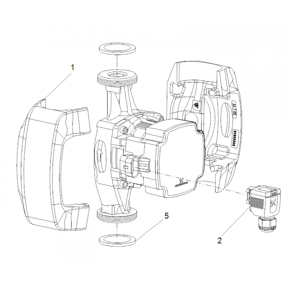 Bomba de circulación Grundfos Alpha1 32-60 180, altura 3.06 m, caudal 2.28 m³/h, potencia 45 W | Bombas de circulación | Bombas de agua |