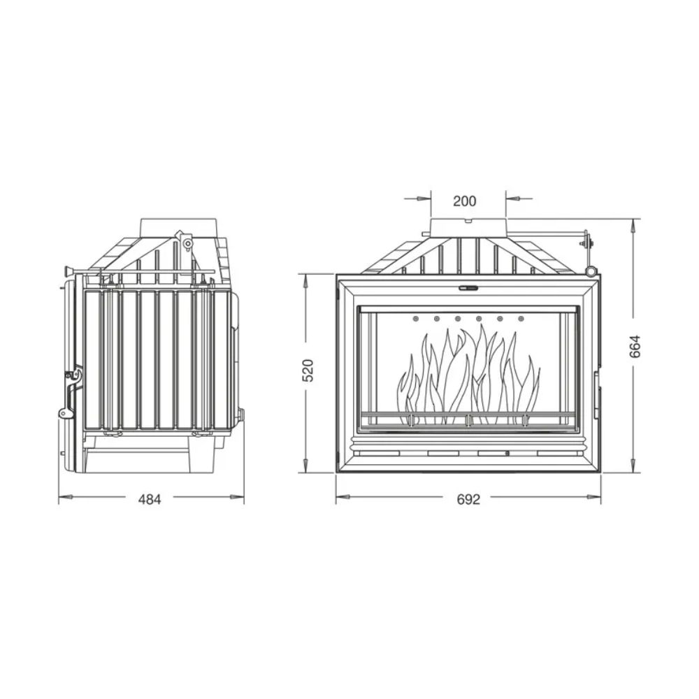 Chimenea de leña UNIFLAM 700 OPTION ECO con compuerta, 10kW | Chimeneas de leña modernas | Chimeneas de leña |