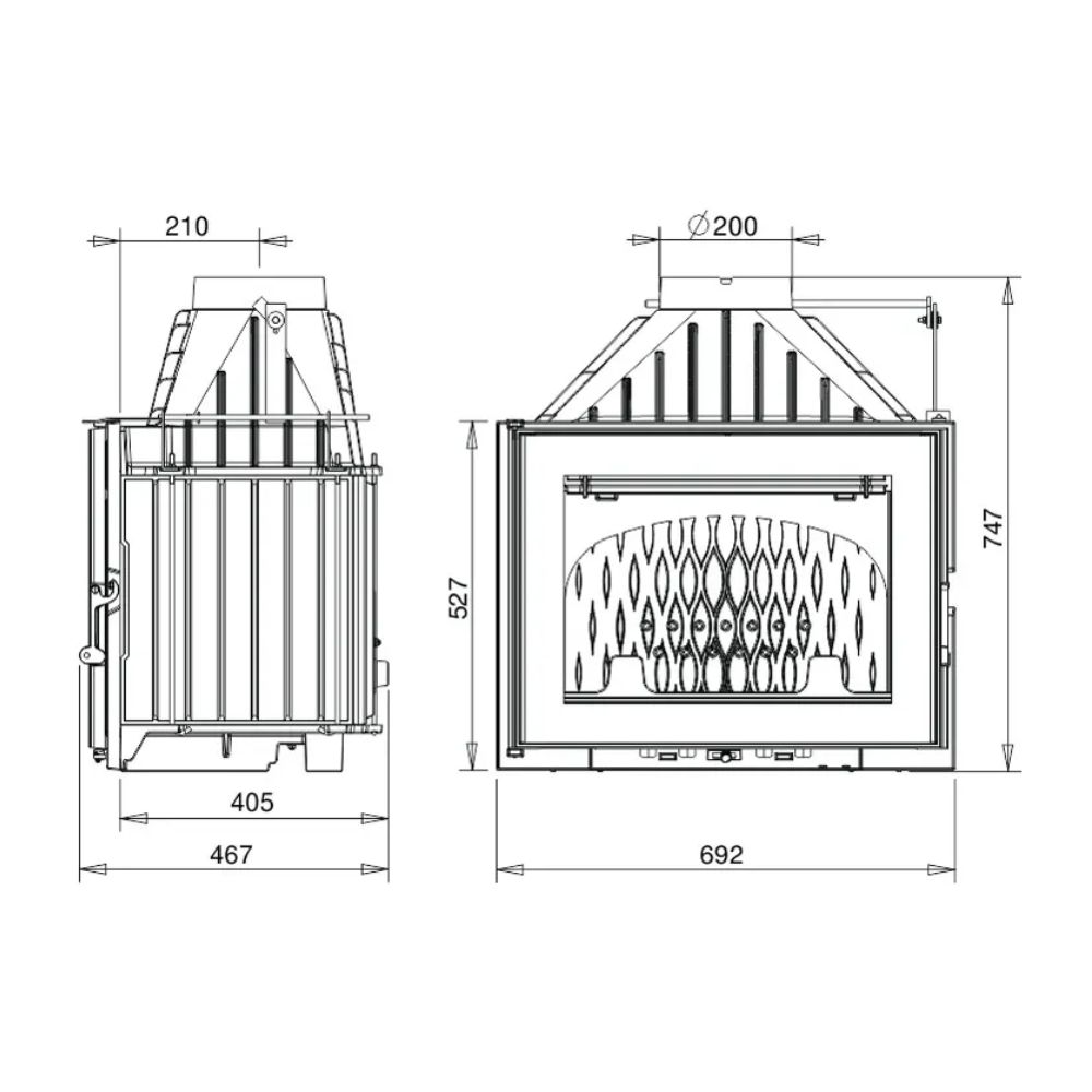 Chimenea de leña UNIFLAM 700 PLUS ECO con compuerta, 12kW | Chimeneas de leña modernas | Chimeneas de leña |