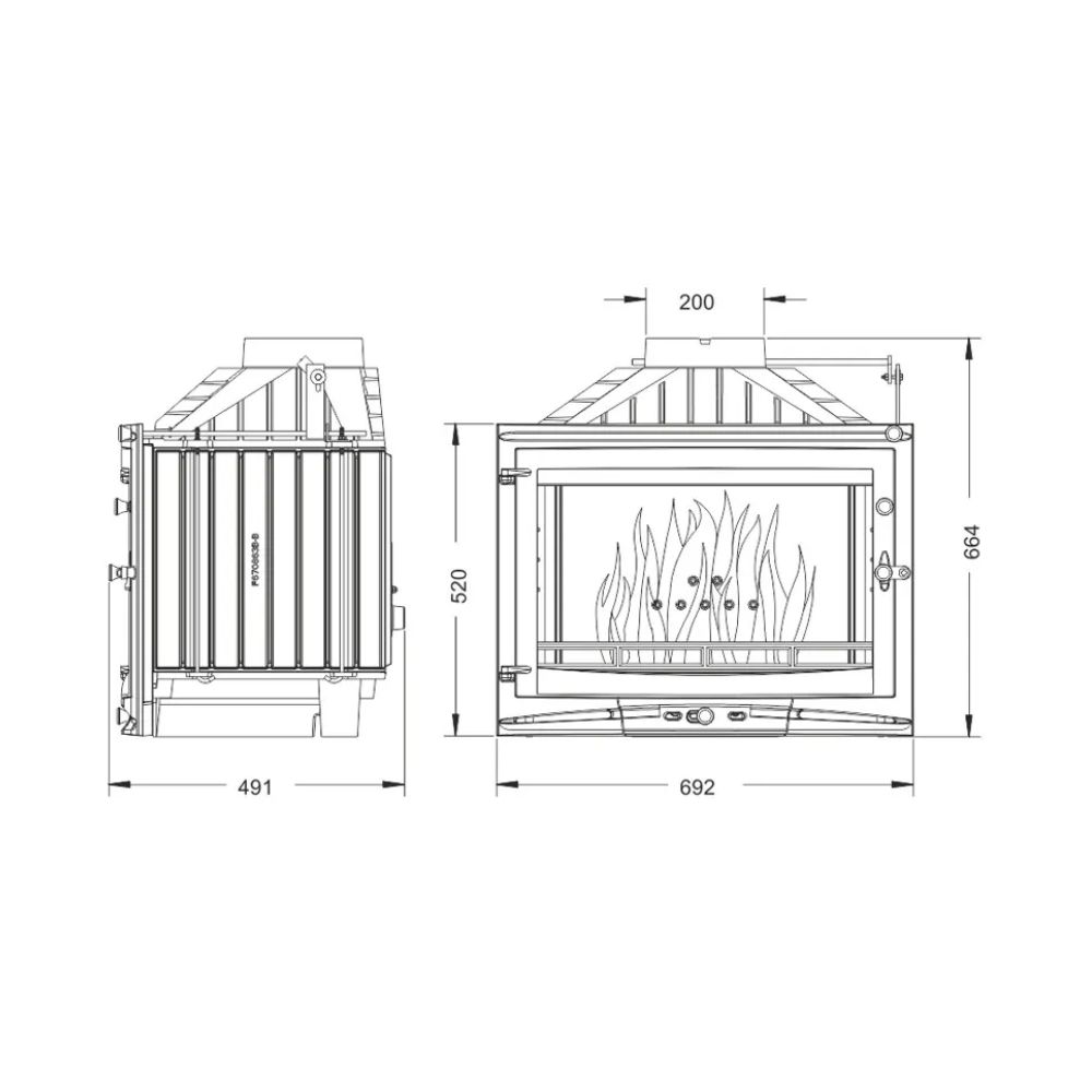 Chimenea de leña UNIFLAM 860 EVO PBS con conductos de aire y suministro de aire, lado derecho, 15kW | Chimeneas de leña modernas | Chimeneas de leña |