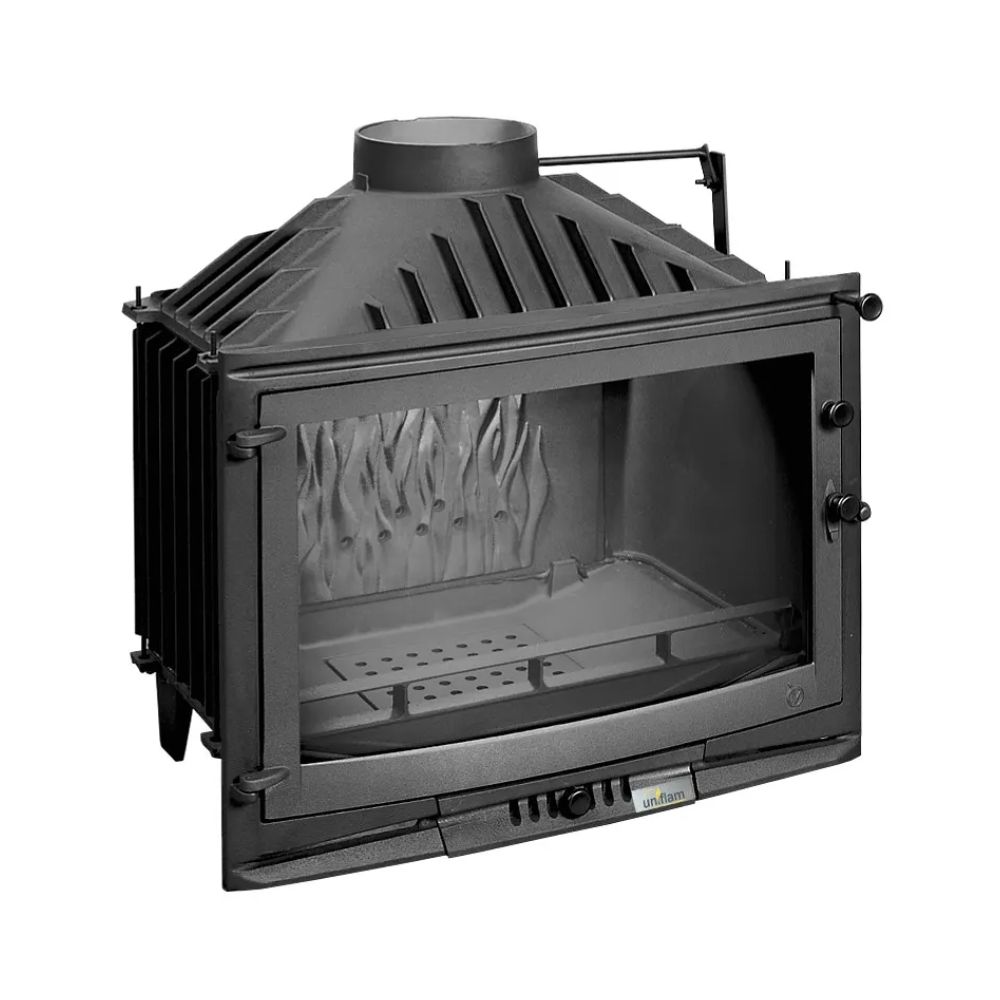 Chimenea de leña UNIFLAM 860 EVO PBS con conductos de aire y suministro de aire, lado derecho, 15kW | Chimeneas de leña modernas | Chimeneas de leña |