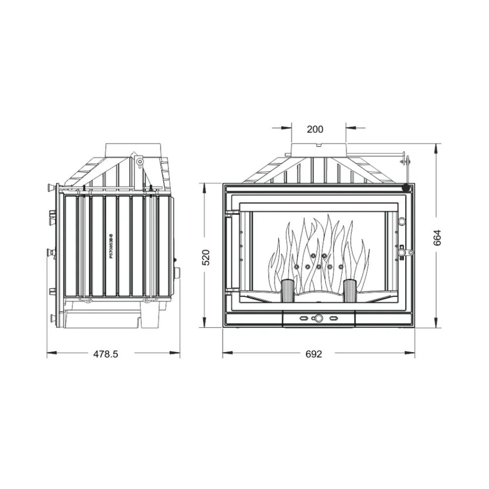Chimenea de leña UNIFLAM 700 STANDARD ECO con compuerta, 10kW | Chimeneas de leña modernas | Chimeneas de leña |