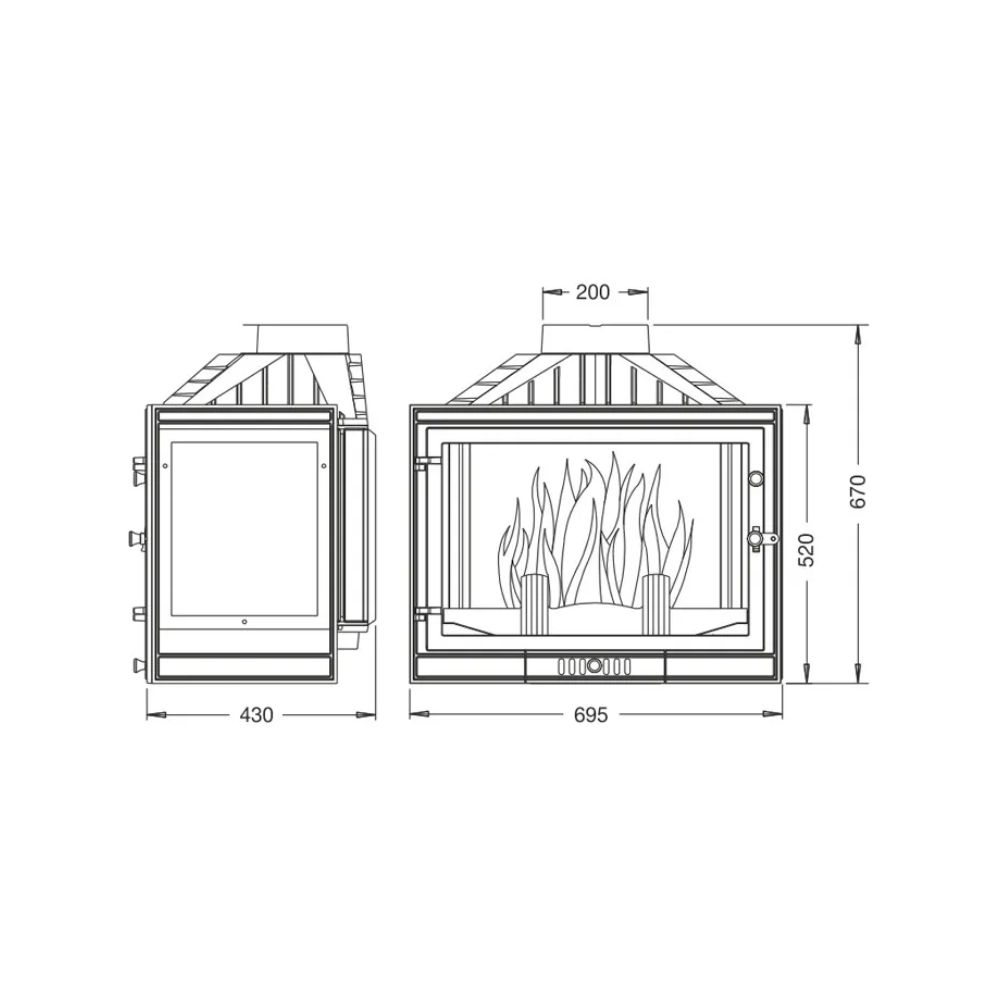 Chimenea de leña UNIFLAM 700 SELENIC ECO con compuerta, 10kW | Chimeneas de leña modernas | Chimeneas de leña |