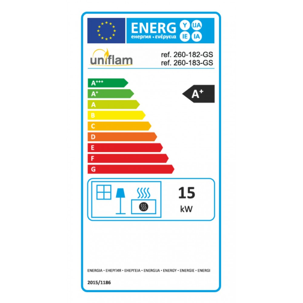 Chimenea de leña UNIFLAM 760 EVO PBS con conductos de aire y suministro de aire, vidrio curvado, lado derecho, 10kW | Chimeneas de leña modernas | Chimeneas de leña |