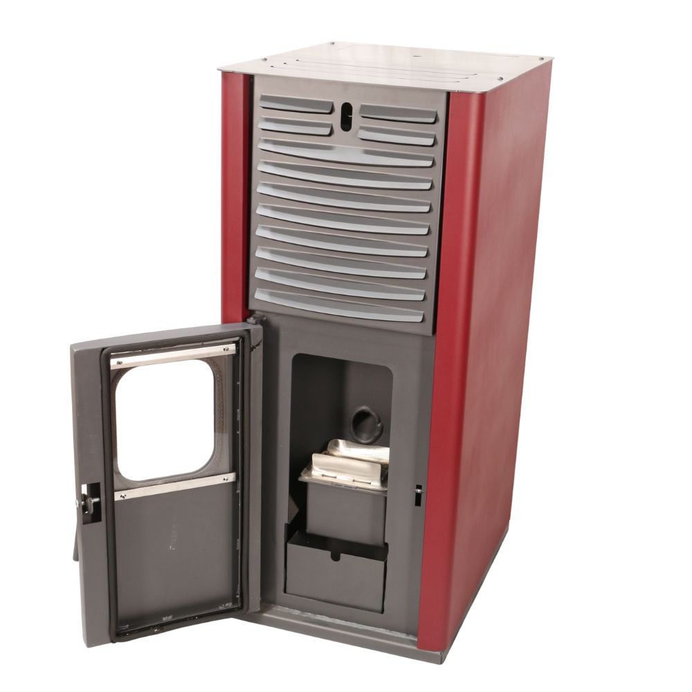 Estufa de pellets con caldera y ventilador Mytherm IOLI TSA 21 roja, 23.5kW | Hidroestufas de pellets | Estufas de pellets |