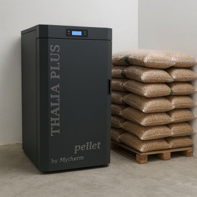 Caldera de pellets / Horno de pellets Mytherm Thalia Plus 60 negro, 60 kW - Comparación de Producto