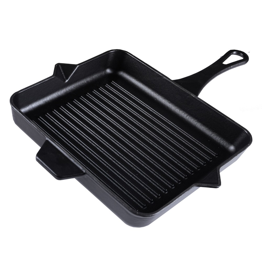 Sartén para parrilla de hierro fundido esmaltado Hosse, Black Onyx, 26x32cm | Sartén para parrilla de hierro fundido | Sartén de hierro fundido |