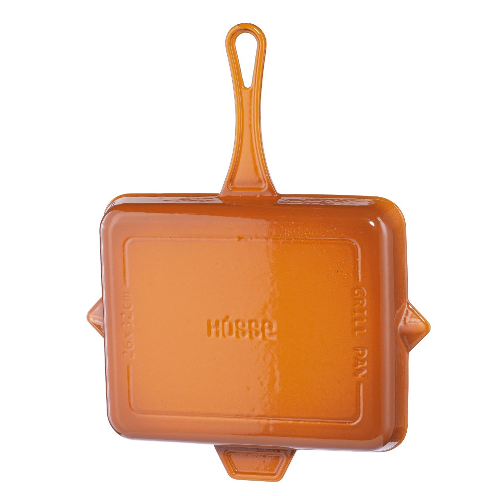 Sartén para parrilla de hierro fundido esmaltado Hosse, Dijon, 26x32cm | Sartén para parrilla de hierro fundido | Sartén de hierro fundido |