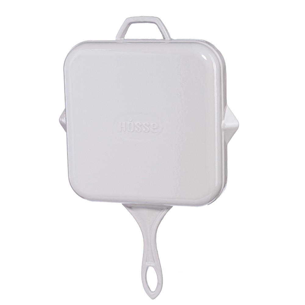 Sartén para parrilla de hierro fundido esmaltado Hosse, Ivory, 28x28cm | Sartén para parrilla de hierro fundido | Sartén de hierro fundido |