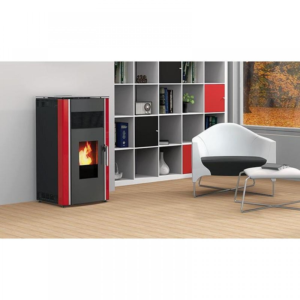 Estufa de pellets Alfa Plam Luca Rojo, 8kW | Estufas de pellets con aire | Estufas de pellets |