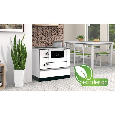 Cocina de leña Alfa Plam Alfa 90 H Favorit Blanca, 6.4kW - Alfa-Plam