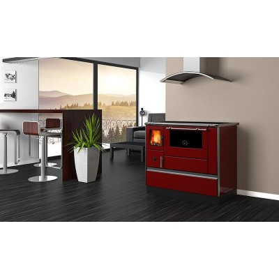 Cocina de leña Alfa Plam Dominant 90H Roja, 6,5kW - Comparación de Producto