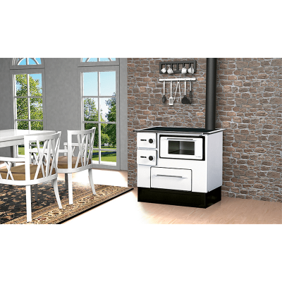 Cocina de leña Alfa Plam Regular 46 Blanca, 5kW - Alfa-Plam