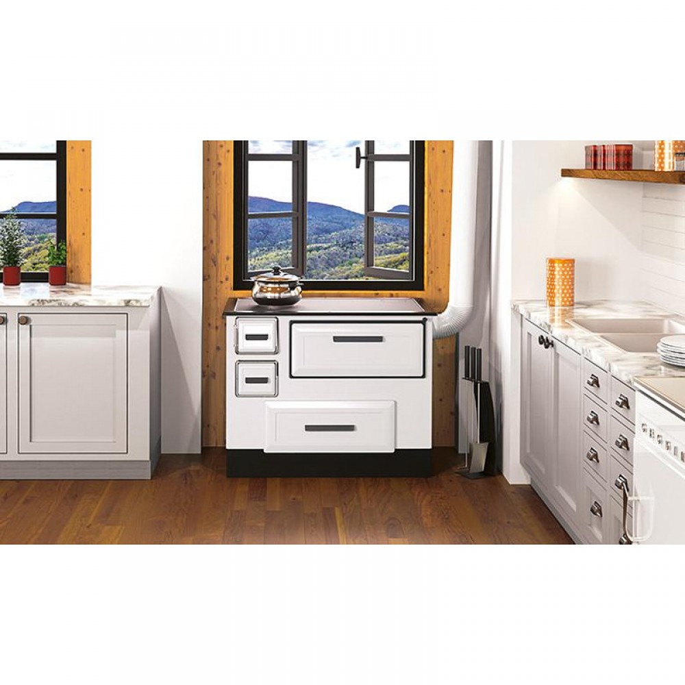 Cocina de leña Alfa Plam Alfa 55 Termo Blanca-Derecha, 5kW | Cocinas de leña | Leña |