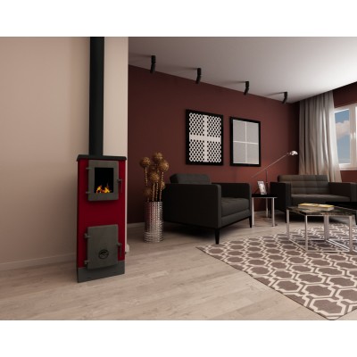 Estufa de leña Alfa Plam Vulkan S, Rojo, 4 kW  - Comparación de Producto