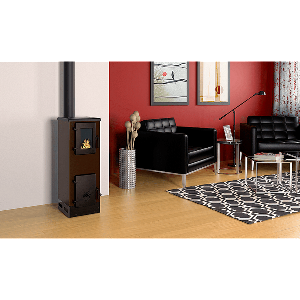 Estufa de leña Alfa Plam Vulkan S, Marrón, 4 kW | Estufas de leña con aire | Estufas de leña |