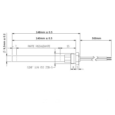 Resistencia para estufa de pellets MCZ, RED y otras, longitud total 148mm, 350W - Comparación de Producto