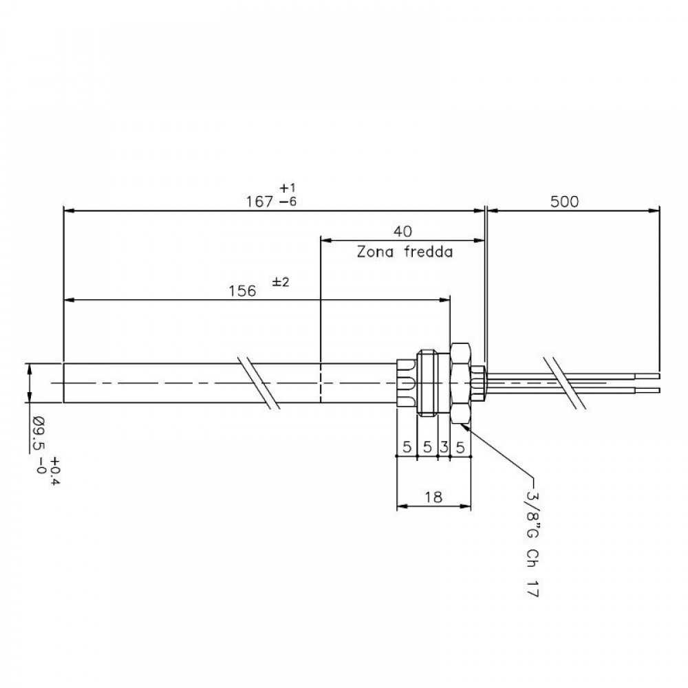 Resistencia para estufa de pellets Ecoteck, Ravelli y otras, longitud total 167mm, 250W | Encendedores / Resistencias | Piezas de estufa de pellets |