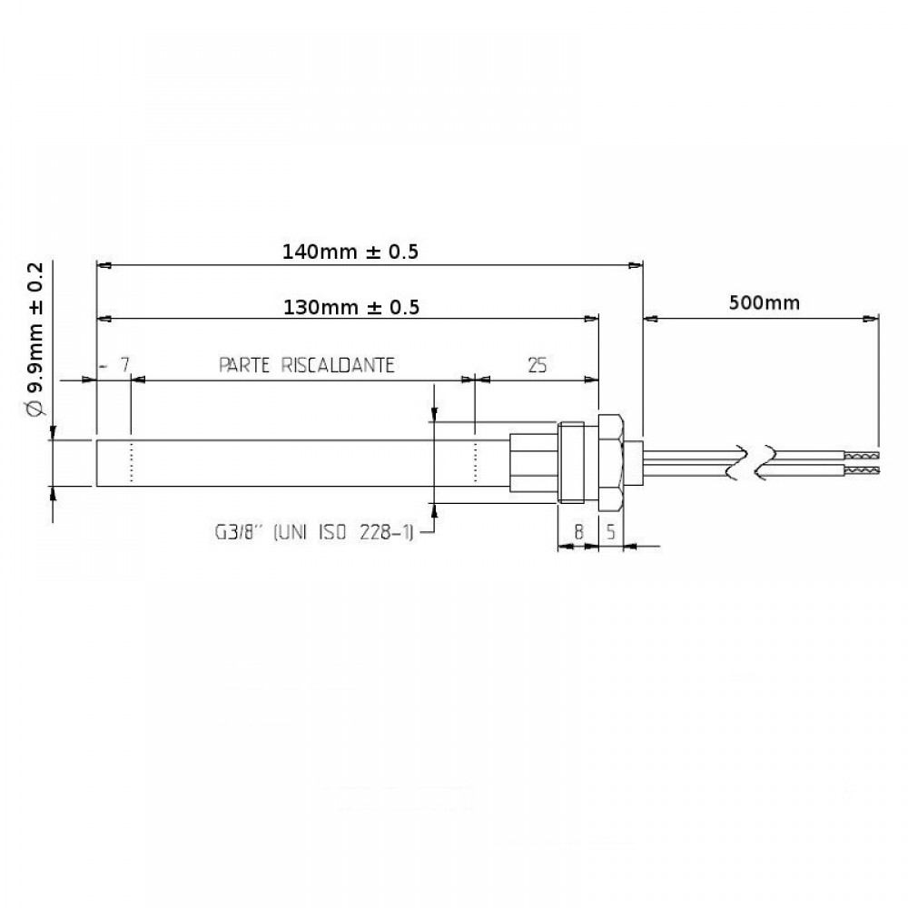 Resistencia para estufa de pellets Adler, AMG, BURNiT, Calecosol, Ecoteck, Emaflam, Kalideal, Kalor, Piazzetta, Qlima, Ravelli, Xiang y otras, longitud total 140 mm, 270W | Resistencias para estufas de pellets | Repuestos estufa de pellets |
