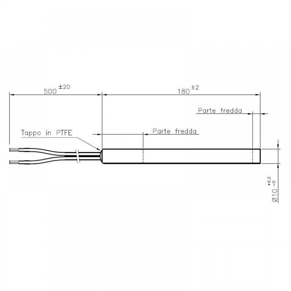 Resistencia para estufas de pellets Caminetti Montegrappa y otras, longitud total 180mm, 320W | Encendedores / Resistencias | Piezas de estufa de pellets |
