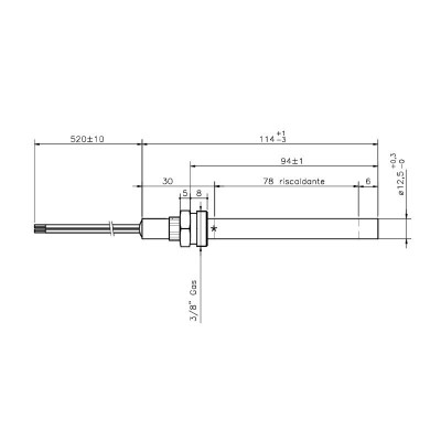 Resistencias para estufas de pellets Ecoteck, Ravelli y otras, longitud total 114mm, 250W - x2 - Repuestos estufa de pellets