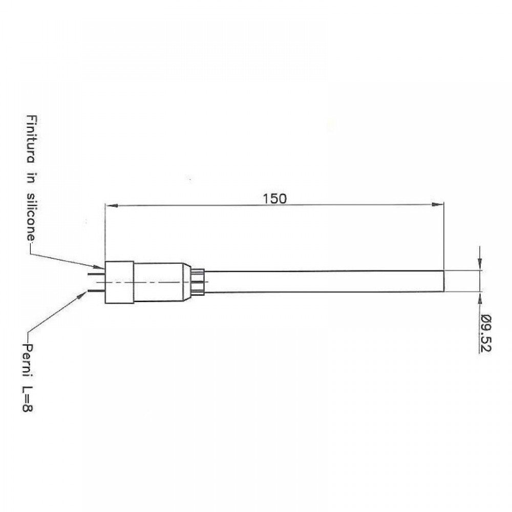 Resistencia para estufas de pellets Enviro con tubo canalizador de aire, longitud total 153mm, 230W | Encendedores / Resistencias | Piezas de estufa de pellets |