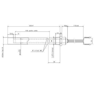 Resistencia para quemador de pellets Ferroli y otras, longitud total 190mm, 350W - Ferroli