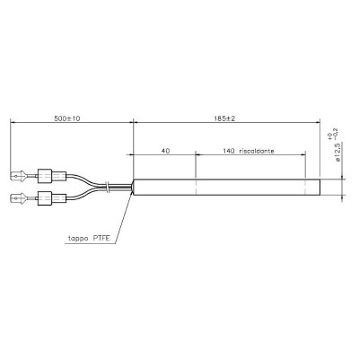 Resistencia para estufas de pellets La Nordica y otras, longitud total 185mm, 400W - x2 - Repuestos estufa de pellets