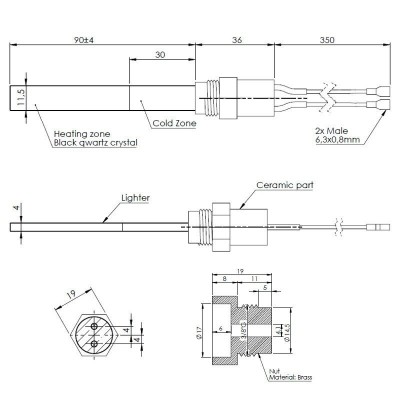 Resistencia de bajo voltaje para estufas de pellets Eco Spar, BURNiT, Adler, AMG, Ecoteck y otros, longitud total 126mm, 120W a 24V - Comparación de Producto