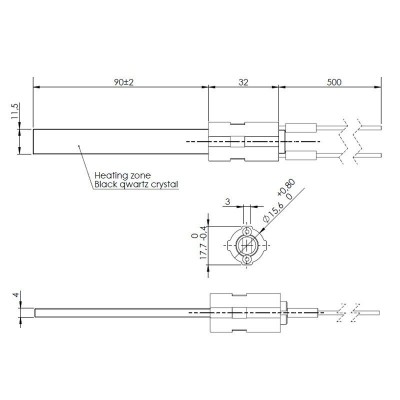 Resistencia con cristal de cuarzo negro para estufas de pellets Eco Spar, BURNiT, Palazzetti, Ravelli, MCZ y otros, longitud total 122mm, 300W - Comparación de Producto