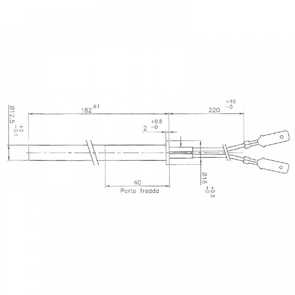 Resistencia para estufas de pellets Edilkamin, Thermorossi y otras, longitud total 182mm, 350W | Encendedores / Resistencias | Piezas de estufa de pellets |