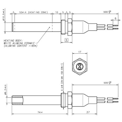 Resistencia cerámica para estufas de pellets Eco Spar, BURNiT, Warmflow, Adler, AMG, Ecoteck y otros, longitud total 88mm, 250W - Comparación de Producto