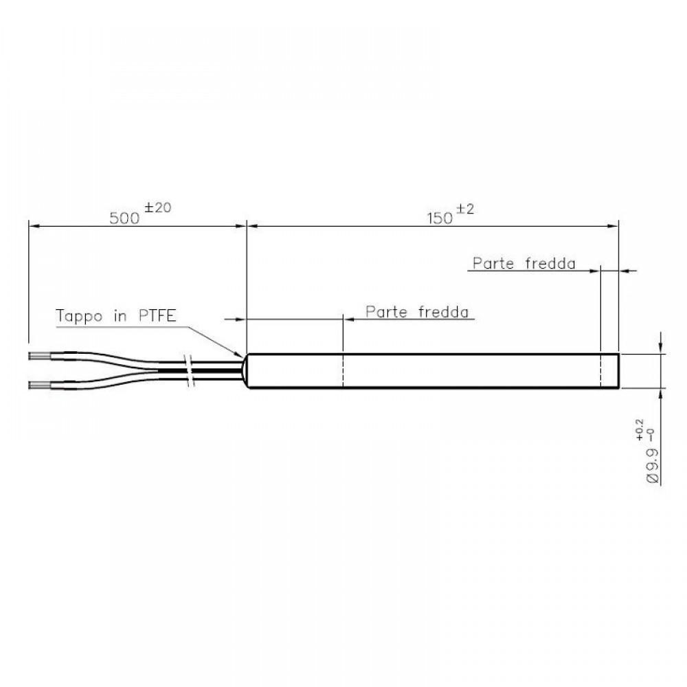 Resistencia para estufas de pellets GP Termocamini y otras, longitud total 150mm, 250W | Encendedores / Resistencias | Piezas de estufa de pellets |
