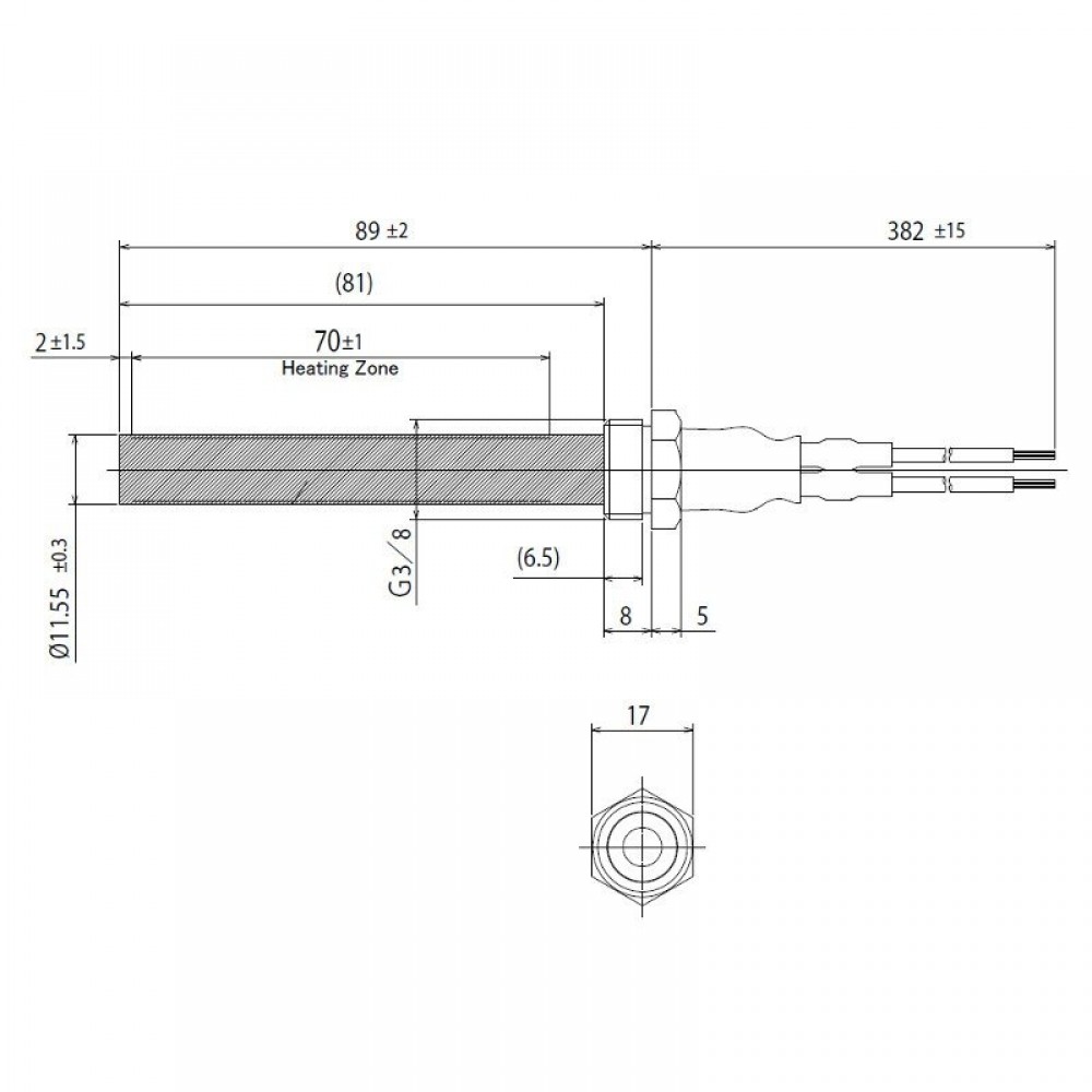 Resistencia cerámica para estufas de pellets La Nordica, Ecoteck, Karmek One, Ravelli y otras, longitud total 94mm, 300W | Encendedores / Resistencias | Piezas de estufa de pellets |