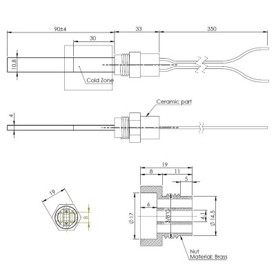 Resistencia de bajo voltaje para estufas de pellets Eco Spar, BURNiT, ComfortBilt y otros, longitud total 123mm, 120W a 24V - Comparación de Producto