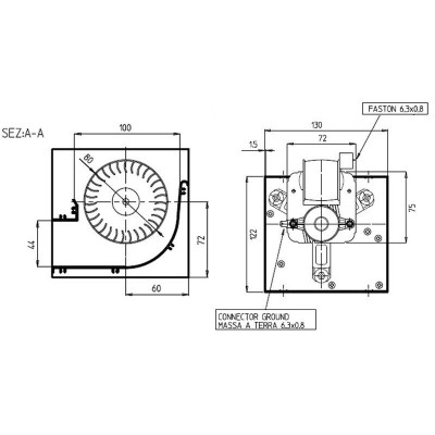 Ventilador tangencial para estufas de pellets Prisma, de Ø80 mm, Caudal 250 m³/h - Repuestos estufa de pellets