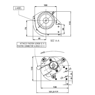 Ventilador tangencial para estufas de pellets Eva Calor, Prisma y otras, de Ø80 mm, Caudal 175/195 m³/h - Repuestos estufa de pellets