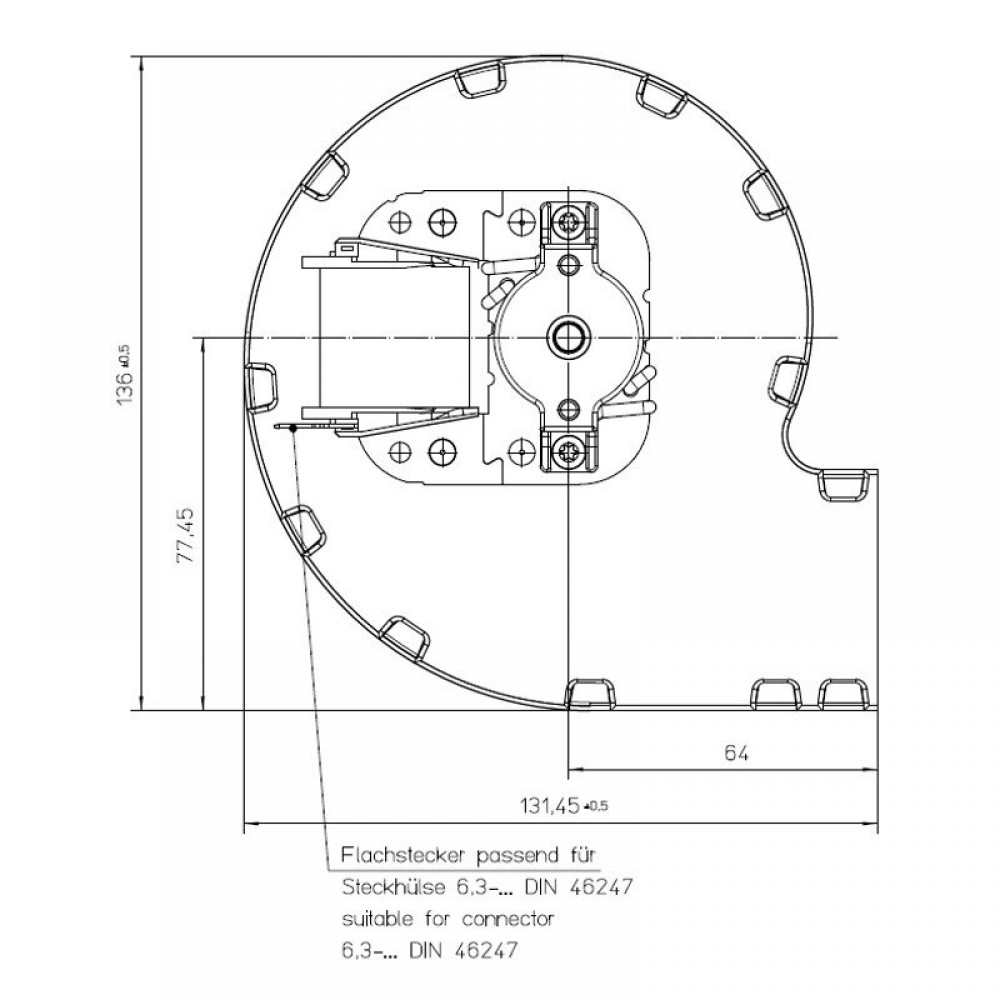 Ventilador centrífugo EBM para estufas de pellets Eva Calor, Prisma y otros, caudal 95 m³/h | Ventiladores y sopladores para estufas de pellets | Repuestos estufa de pellets |