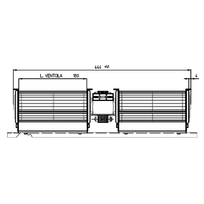 Ventilador transversal doble Fergas para estufas de pellets Cadel, Ravelli, Edilkamin y otros, de Ø60 mm, caudal 168 m³/h, 360 mm - Repuestos estufa de pellets