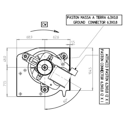 Ventilador transversal doble para estufas de pellets Edilkamin de Ø80 mm, caudal 660 m³/h - Repuestos estufa de pellets