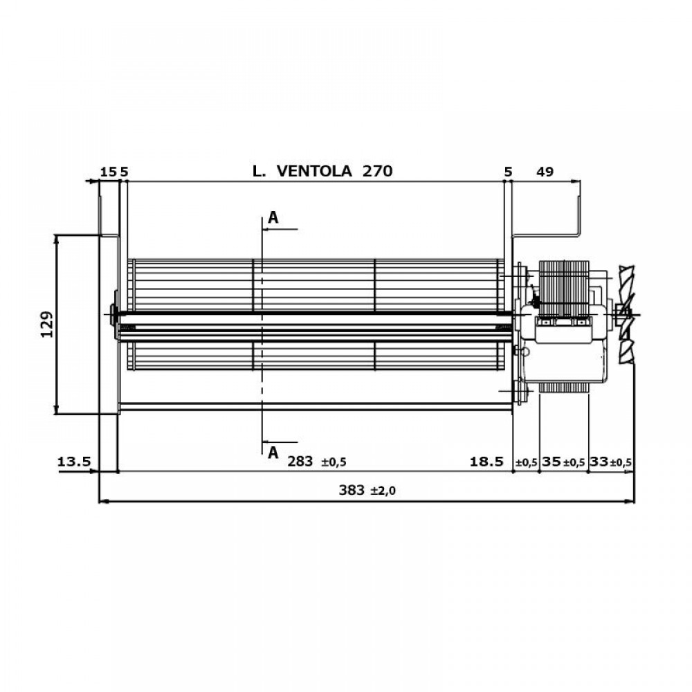 Ventilador tangencial Fergas para estufas de pellets Edilkamin y otras con Ø80 mm, Caudal 337 m³/h | Ventiladores y sopladores | Piezas de estufa de pellets |