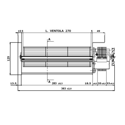 Ventilador tangencial Fergas para estufas de pellets Edilkamin y otras con Ø80 mm, Caudal 337 m³/h - Repuestos estufa de pellets