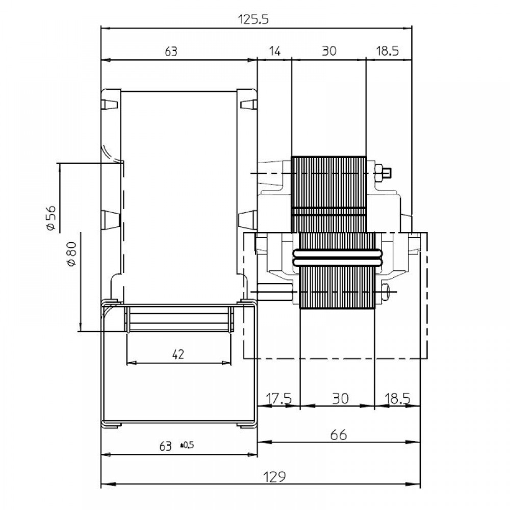 Ventilador centrífugo Fergas para estufas de pellets Ecoforest, Ravelli y otros, caudal 121 m³/h | Ventiladores y sopladores para estufas de pellets | Repuestos estufa de pellets |