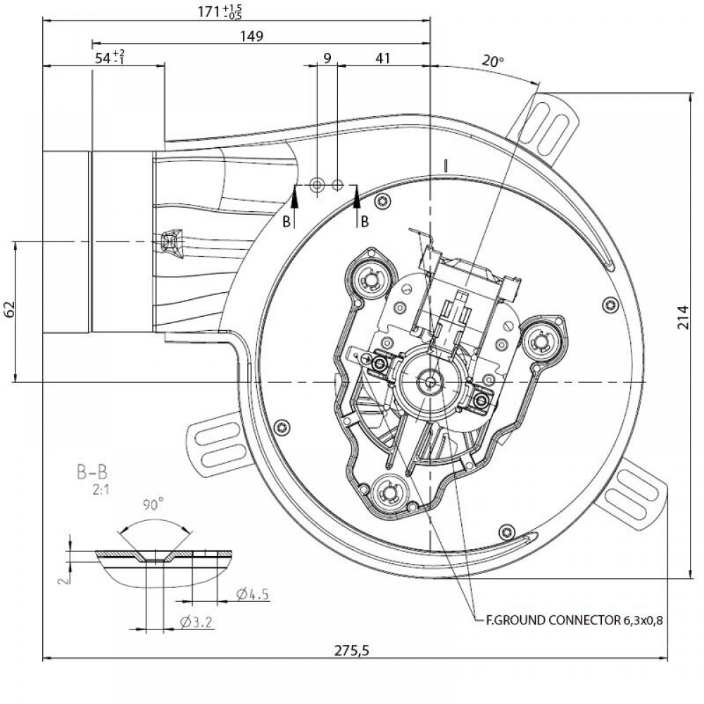 Extractor de humos EBM para estufas de pellets Elite, Equation, Ferroli, Karmek One y otras, Caudal máximo 165 m³/h | Ventiladores y sopladores | Piezas de estufa de pellets |