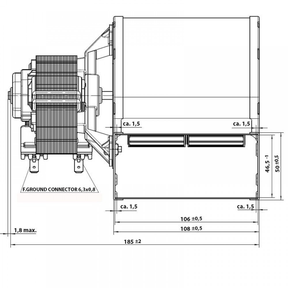 Ventilador centrífugo EBM para estufas de pellets Anselmo Cola, Cadel, Edilkamin, MCZ, La Nordica, Caminetti Montegrappa, Palazzetti, Sicalor y otros, caudal 210 m³/h | Ventiladores y sopladores para estufas de pellets | Repuestos estufa de pellets |