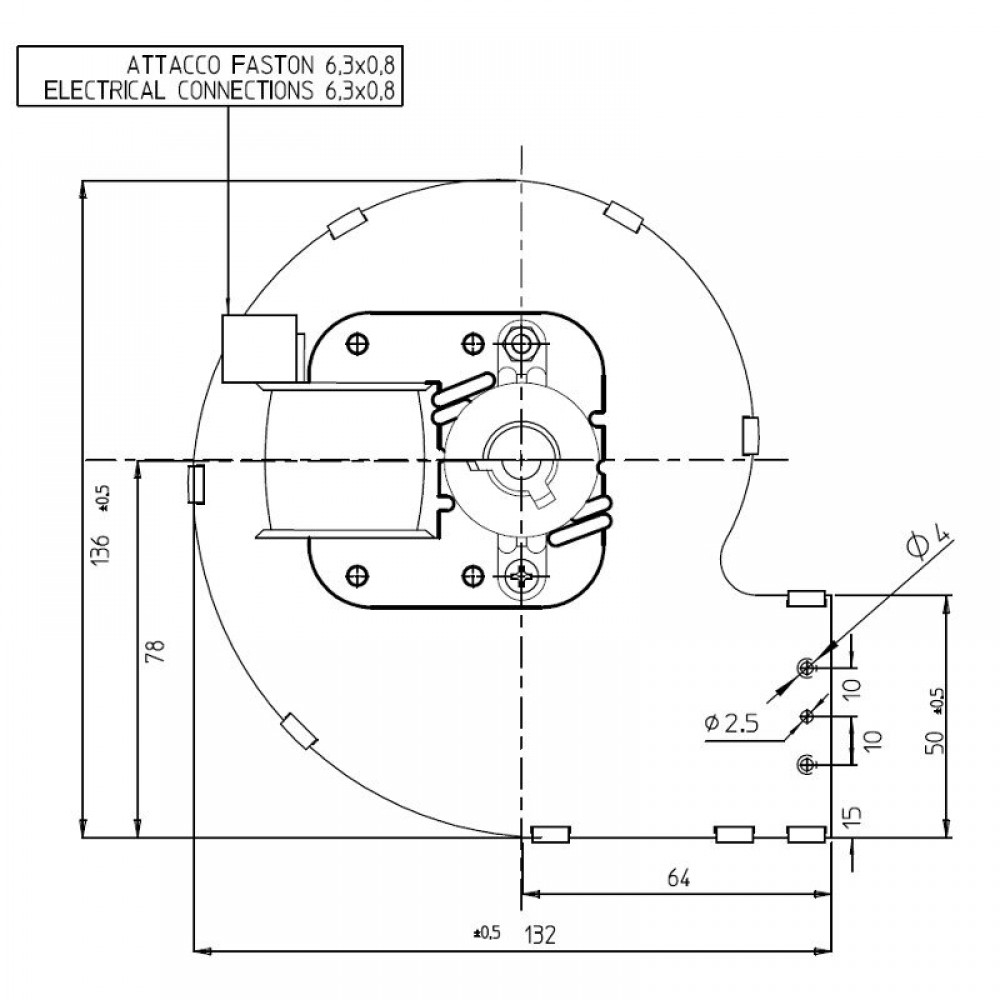 Ventilador centrífugo Fergas para estufas de pellets Eva Calor, Prisma y otros, caudal 121 m³/h | Ventiladores y sopladores para estufas de pellets | Repuestos estufa de pellets |